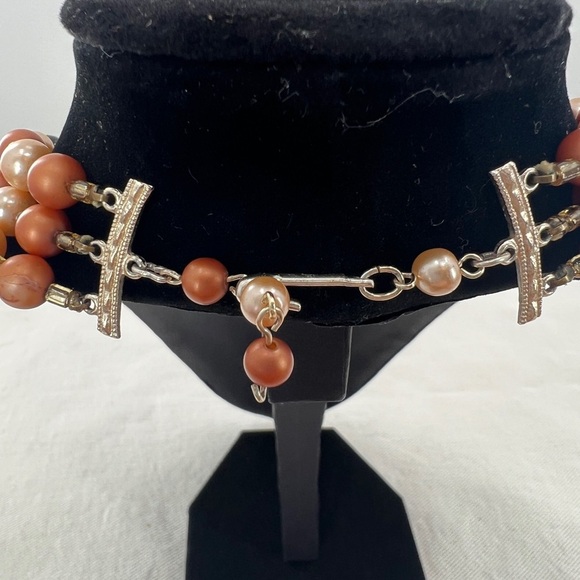 Japan 3 Strand faux pearl Aurora Borealis Necklace Earring Set Vintage - Picture 10 of 10